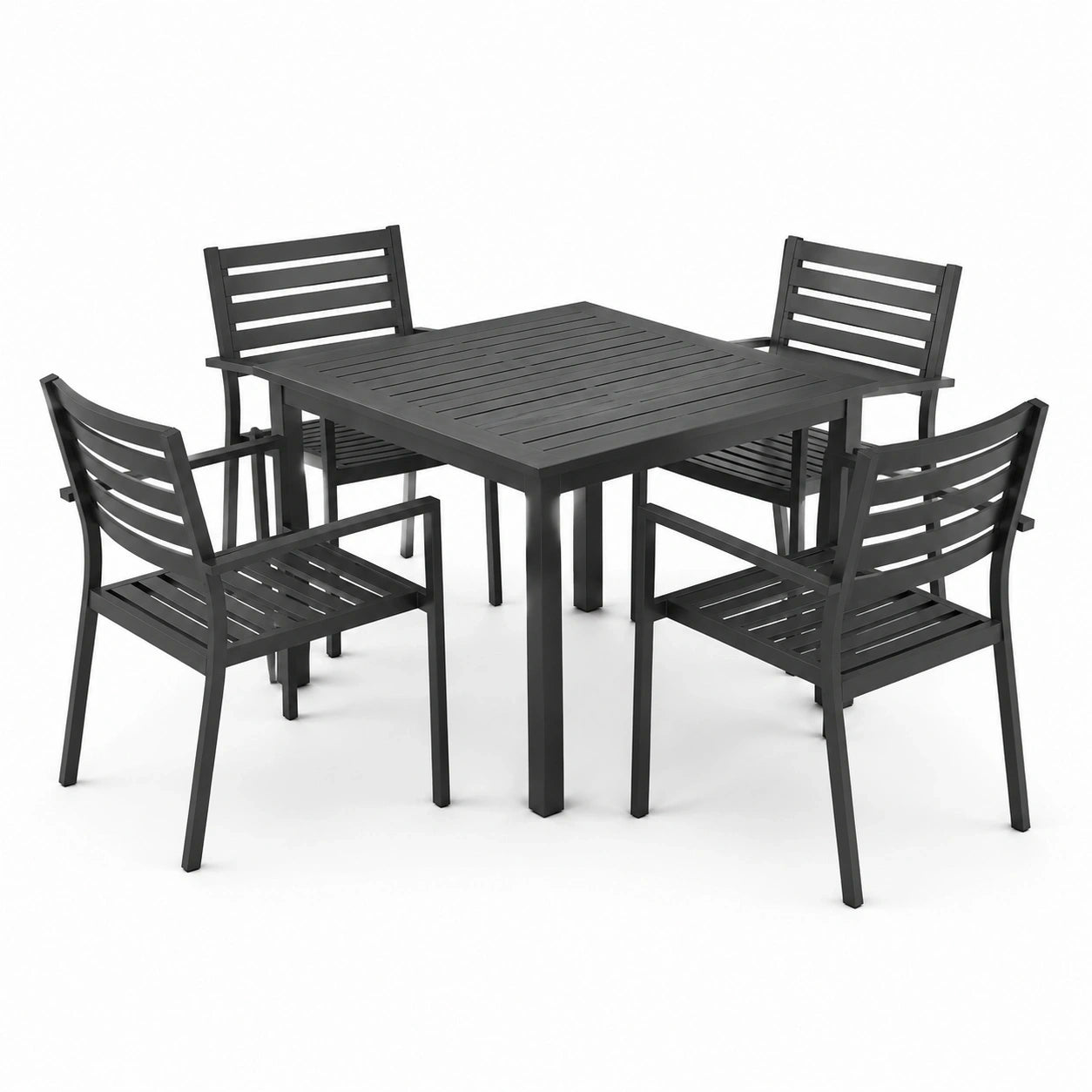 Set da pranzo da giardino antracite 5 pezzi, tavolo 90 × 90 × 74 cm e 4 sedie 55 × 58 × 86 cm