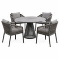 Set da pranzo da giardino 5 pezzi grigio e antracite con tavolo rotondo 120 × 75 cm e 4 sedie 61 × 62 × 82 cm