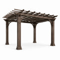 Pergola da giardino in legno marrone scuro 400 × 300 × 270 cm con tetto aperto a listelli
