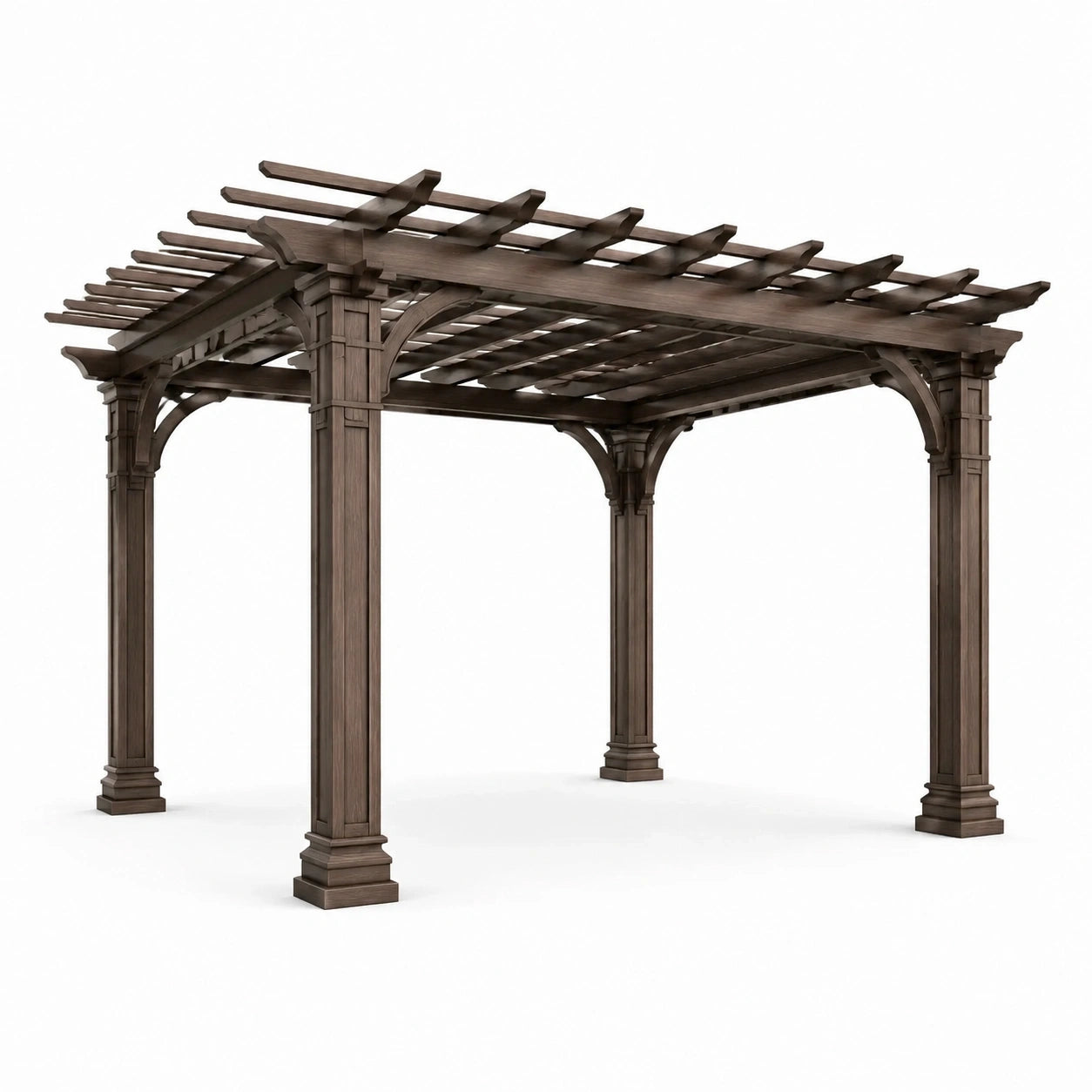 Pergola da giardino in legno marrone scuro 400 × 300 × 270 cm con tetto aperto a listelli