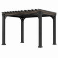 Pergola moderna da giardino con tetto a lamelle, Nero/Marrone, 400 × 300 × 250 cm