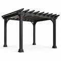 Pergola da giardino in alluminio nero con copertura a lamelle, 400 × 300 × 270 cm