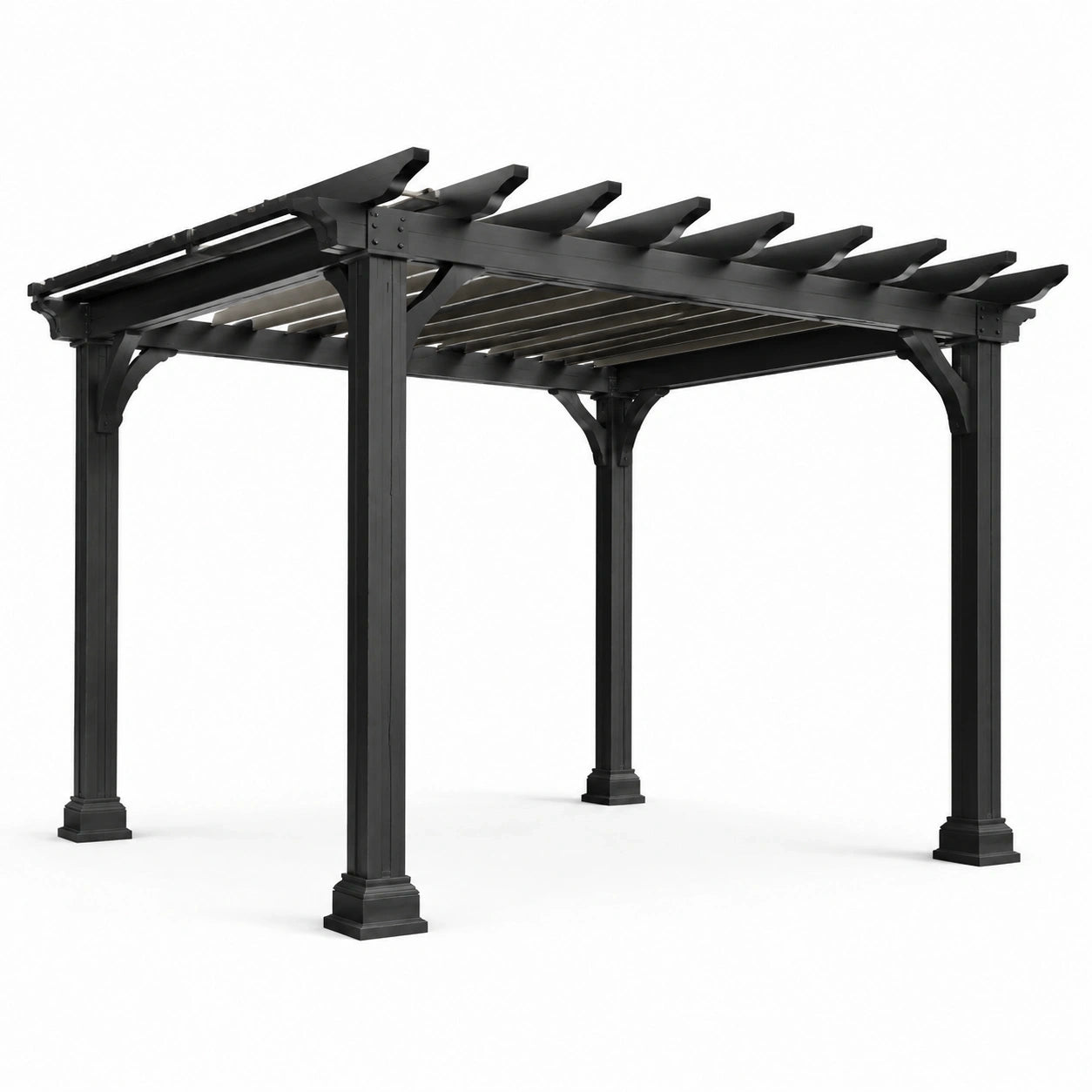 Pergola da giardino in alluminio nero con copertura a lamelle, 400 × 300 × 270 cm