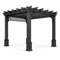 Pergola autoportante in alluminio nero 305 × 305 × 250 cm con tetto a lamelle aperte