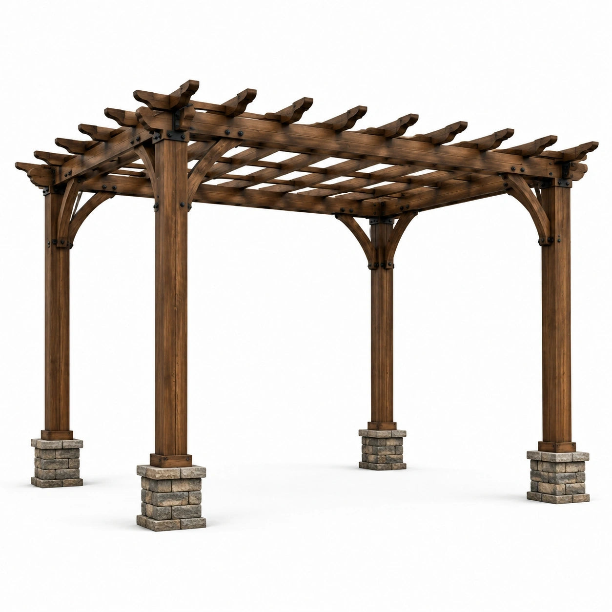 Pergola da giardino in legno marrone con grigliato aperto, 400 × 300 × 270 cm