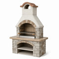 Barbecue da giardino bianco, beige e grigio 110 × 65 × 210 cm con cappa, griglia e vano inferiore