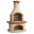 Barbecue da giardino in calcestruzzo beige, terracotta e grigio, 120 × 80 × 230 cm, con due griglie regolabili