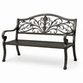 Panchina da giardino in metallo nero a 2 posti, 120 × 60 × 90 cm, stile classico decorativo