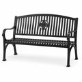 Panca da giardino in metallo nero a 2 posti con braccioli, 127 × 60 × 85 cm, stile classico