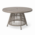 Tavolo rotondo da esterno in rattan sintetico e metallo grigio tortora, Ø 120 x H 75 cm, con foro per ombrellone