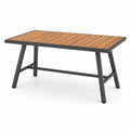 Tavolo da giardino moderno in legno e metallo, marrone e antracite, 140 × 80 × 75 cm