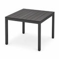 Tavolo quadrato da esterno in metallo antracite con piano a doghe, 90 × 90 × 75 cm