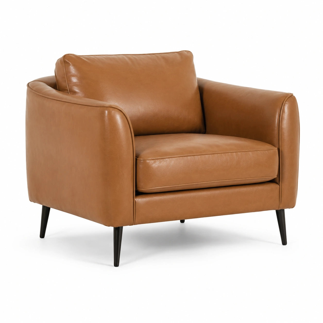 Poltrona moderna 110 × 90 × 85 cm effetto pelle marrone cognac con gambe nere