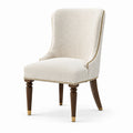 Sedia da pranzo imbottita 58 × 65 × 98 cm in tessuto effetto bouclé avorio con gambe in legno marrone