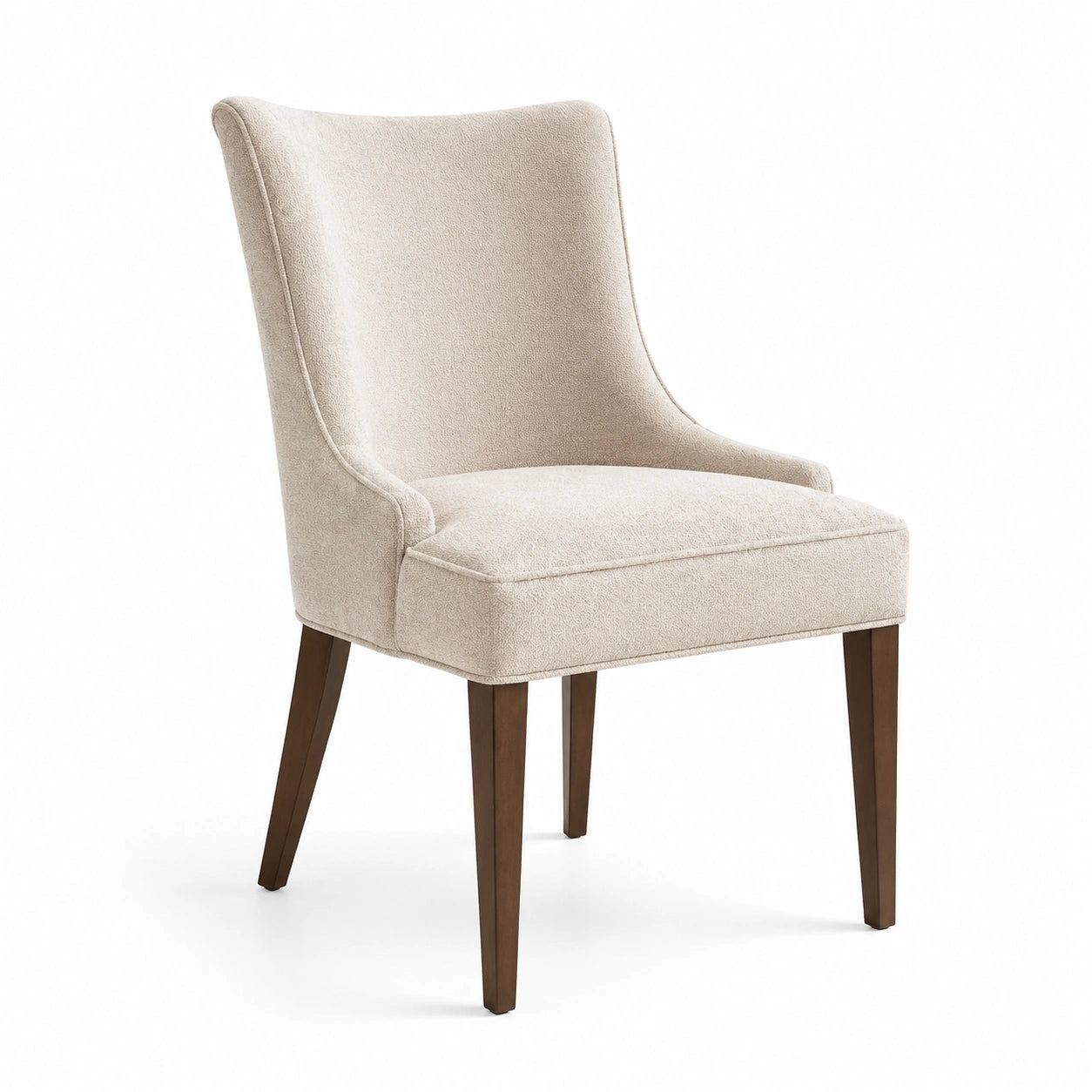 Sedia imbottita crema con gambe in legno marrone, 60 × 65 × 90 cm