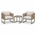 Set moderno da esterno 3 pezzi con 2 poltrone da 72 x 75 x 78 cm e tavolino da 50 x 50 x 50 cm, beige, tortora e bianco crema