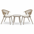 Set da giardino 3 pezzi con 2 poltroncine 58 x 60 x 80 cm e tavolino Ø 50 x 45 cm, Tortora, Beige e Bianco