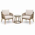 Set da giardino 3 pezzi beige e marrone chiaro, 2 poltrone 72 × 76 × 82 cm e tavolino Ø 50 × 50 cm