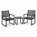 Set da esterno nero a 3 pezzi con 2 poltroncine da 58 × 60 × 84 cm e tavolino da 45 × 45 × 45 cm