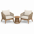 Set da giardino moderno da 3 pezzi con 2 poltrone 75 × 78 × 82 cm e tavolino Ø50 × 50 cm, beige, crema e marrone