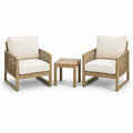 Set da giardino in rattan sintetico beige e crema, 3 pezzi, 2 poltrone 67 × 73 × 82 cm e tavolino 45 × 45 × 45 cm