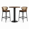 Set da bar con tavolo rotondo 90 × 105 cm e 2 sgabelli 55 × 52 × 100 cm, marrone, naturale e nero